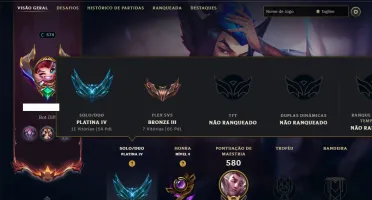 Platina 4 com TODOS os Champs e 225 Skins ( SUP / ADC )