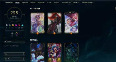 Platina 4 com TODOS os Champs e 225 Skins ( SUP / ADC )