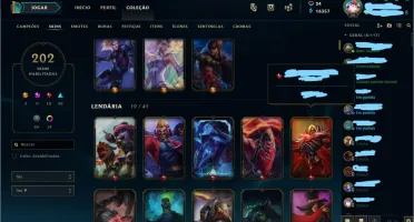 Vendo conta league os legends, +200 skins