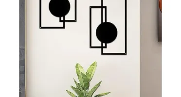 Kit 2 Quadros Geométricos Minimalistas em MDF 43 x 25 cm
