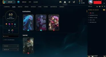 CONTA MAIN KATARINA COM SKINS PRESTÍGIO E ULTIMATE