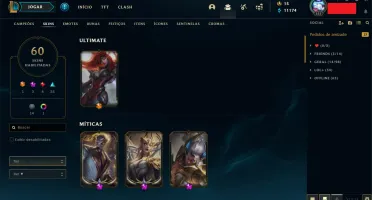 CONTA MAIN KATARINA COM SKINS PRESTÍGIO E ULTIMATE