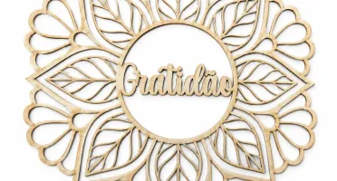 Mandala Gratidão em MDF Cru 45 x 45 cm