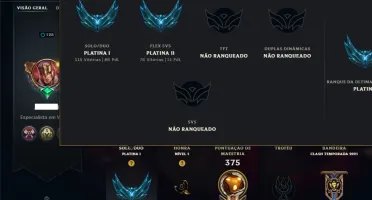 Platina 1 com 115 Champs e 63 Skins ( MAIN SUP )