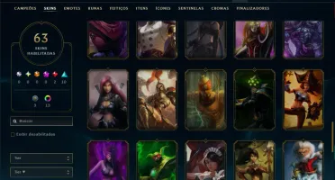 Platina 1 com 115 Champs e 63 Skins ( MAIN SUP )