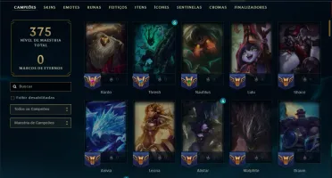 Platina 1 com 115 Champs e 63 Skins ( MAIN SUP )