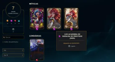 Conta com skin prestígio e borda rara exclusiva da Lux