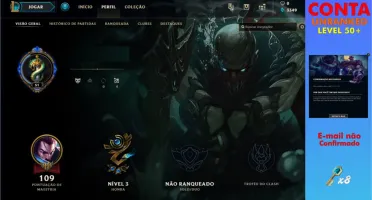 Conta lol level 50+ unranked