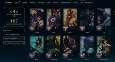 Esmeralda 4 com TODOS os Champs e 223 Skins (TOP / SUP / JG)