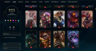 Esmeralda 4 com TODOS os Champs e 223 Skins (TOP / SUP / JG)