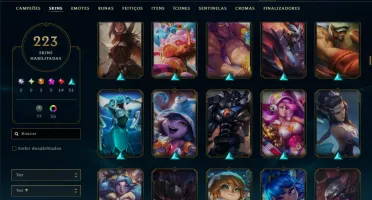 Esmeralda 4 com TODOS os Champs e 223 Skins (TOP / SUP / JG)