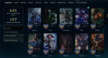 Esmeralda 4 com TODOS os Champs e 223 Skins (TOP / SUP / JG)