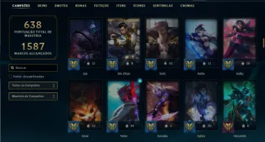 Conta Unranked com TODOS os champs e 248 Skins + 5 Ultimates