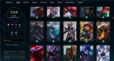 Conta Unranked com TODOS os champs e 248 Skins + 5 Ultimates