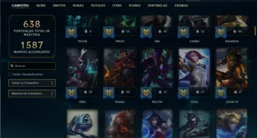 Conta Unranked com TODOS os champs e 248 Skins + 5 Ultimates