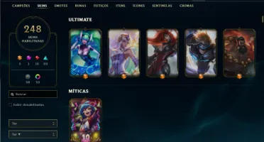 Conta Unranked com TODOS os champs e 248 Skins + 5 Ultimates