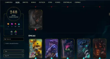 Conta Unranked com TODOS os champs e 248 Skins + 5 Ultimates