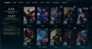 Conta Unranked com TODOS os champs e 248 Skins + 5 Ultimates