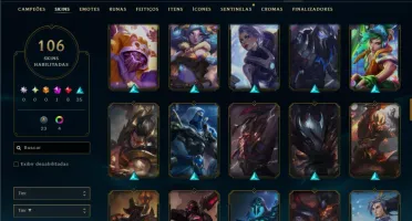 Unranked com TODOS os champs e 106 Skins ( TOP / MID / SUP )