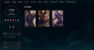 Unranked com TODOS os champs e 106 Skins ( TOP / MID / SUP )