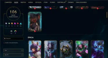 Unranked com TODOS os champs e 106 Skins ( TOP / MID / SUP )