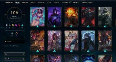Unranked com TODOS os champs e 106 Skins ( TOP / MID / SUP )