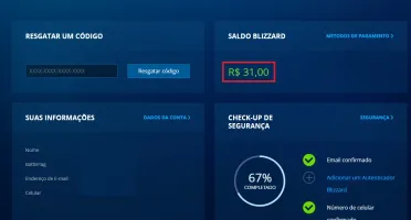 CONTA BLIZZARD COM 31,00 DE SALDO E DIABLO