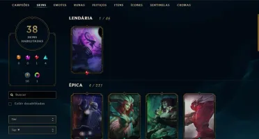 Conta antiga de league of legends,38 skins,139 champs