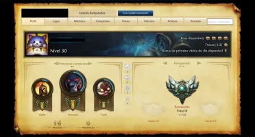 Conta lvl 30 com Skin raras do lol