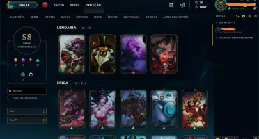 Conta League of Legends com mais de 85kRP em skins e icones.