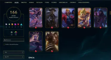 Prata 4 com TODOS os Champs e 166 Skins ( ADC / SUP / TOP )