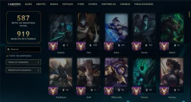 Prata 4 com TODOS os Champs e 166 Skins ( ADC / SUP / TOP )