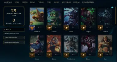 Platina 4 com 40 Champs e 12 Skins