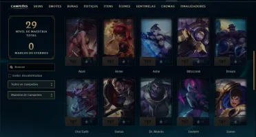 Platina 4 com 40 Champs e 12 Skins