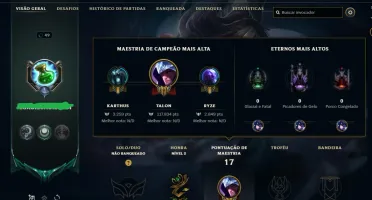Conta league of legends, smurf, LV49 main talon, ex platina
