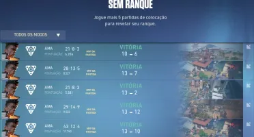 Conta de Valorant com 10 vitórias, pronta para as ranqueadas
