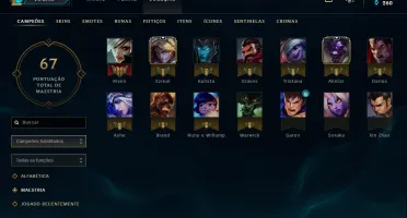 Conta Unranked, level 30, 15 campeões, 4 skins.
