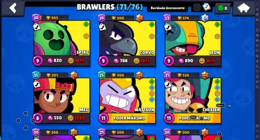 CONTA BRAWL STARS ANTIGA E GEMADA 34K DE TROFÉUS 72 BRAWLERS