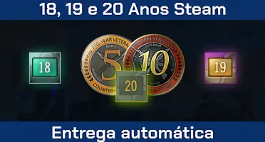 Conta steam 19 anos de serviço Moedas de 5 e 10 anos