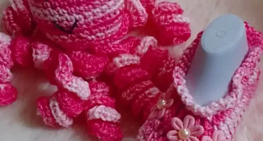 Kit Sapatinho e Polvo Rosa Mesclado com Flores
