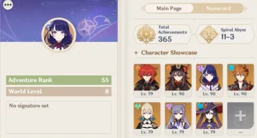 Genshin Impact AR55 com 7 personagens 5* e todos os 4*