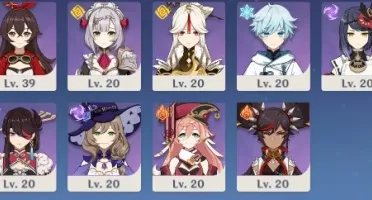 Genshin Impact AR55 com 7 personagens 5* e todos os 4*
