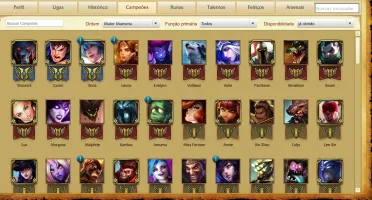 Conta lol d5 quase todos os champs 12 rune page varias skins