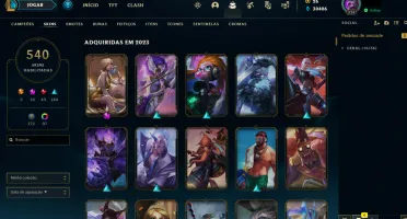 Conta LOL 540 Skins, 19 míticas, 570 ícones, Plat1 mmr mestr