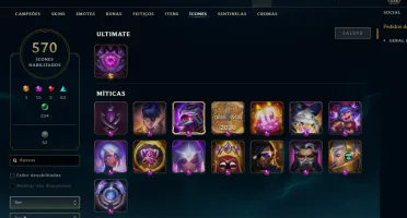 Conta LOL 540 Skins, 19 míticas, 570 ícones, Plat1 mmr mestr