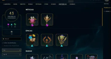 Conta LOL 540 Skins, 19 míticas, 570 ícones, Plat1 mmr mestr