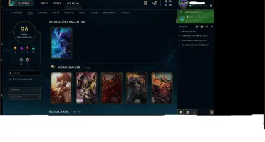 Conta Ouro IV , 134 Campeões e 96 Skins Diversas .