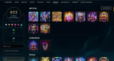 Conta High Level 944  324 Skins (4 Ultimates + 25 Míticas)
