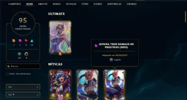 Conta Ferro 1 com 115 Champs e 95 Skin + 2 Prestigios Qiyana