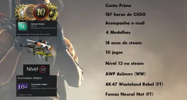 18 ANOS STEAM, PRIME, 10 E 5 ANOS, MEDALHA 2019, AWP ASIIMOV